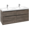 VILLEROY & BOCH Subway 3.0 závesná skrinka pod dvojumývadlo, 4 zásuvky, s LED osvetlením, 1272 x 478 x 429 mm, Stone Oak, C568L1RK