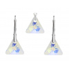 MSPERK Strieborný set trojuholníky Crystal AB Ag 925/1000