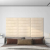 Vidaxl Nástenné panely 12 ks krémové 60 x 15 cm zamat 1,08 m²