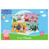 Textilomanie Detské puzzle 4v1 PRASIATKO PEPPA a vianočná nálada, 19x29 cm