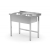 Stôl s 2 drezmi – zváraný, HENDI, Kitchen Line, 1000x600x(H)850mm