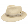 Mayser Luxusný panamský klobúk Fedora s béžovou stuhou - Pablito - UV faktor 80 Veľkosť: 63 cm (XXL)