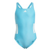 adidas Three Stripe Swimsuit Junior Girls Cyan/White 9-10 Years