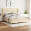 vidaXL Posteľný rám boxspring s matracom krémový 180x200 cm látka - Krémová - 18435-160011