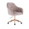 LuxuryForm DESIGN Kozmetické kreslo ROMA VELUR na zlatej podstave s kolieskami - svetlo šedé