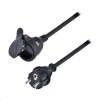 Solight predlžovací prívod - spojka, 1 zásuvka, 5m, 3 x 1,5mm2, gumová, čierna (PS30)