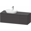 DURAVIT L-Cube závesná skrinka pod umývadlo na dosku (umývadlo vľavo), 4 zásuvky, 1420 x 550 x 482 mm, grafit super matná, LC4877080800000