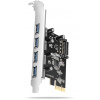 AXAGON PCEU-430RS, PCIe řadič, 4x USB 5Gbps port, SATA napájení, Renesas PD720201, SP PCEU-430RS