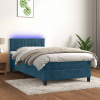 Box spring postel s matrací a LED tmavě modrá 90x190 cm samet Modrá 3134499