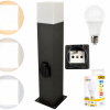 Stĺpíkové osvetlenie - Záhradná post lampa 44cm zásuvka + LED 10W E27 (Stĺpíkové osvetlenie - Záhradná post lampa 44cm zásuvka + LED 10W E27)