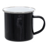 Smaltovaný čierny plechový hrnček 12 Oz - strieborný lem