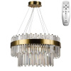NEDES J6339/C Závesné krištálové LED svietidlo 80W, 3000K-6500K, 5300lm, IP20, DO, stmiev., mosadz/bronz