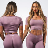 NEBBIA - Tvarujúci bezšvový crop top FLOW SEAMLESS 499 (pink) - L