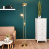 Lindby LED stojacia lampa Josefin, mosadz, svetlo na čítanie, stmievateľné - 9945234