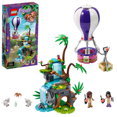 LEGO 41423 Friends Záchrana tigra s teplovzdušným balónom, hracia súprava Záchrana v džungli s Andreou, Emmou a postavičkami zvierat