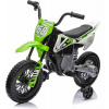 Elektrická Motorka Beneo MOTOCROSS, zelená, 12V batéria, EVA mäkké kolesá, Koženkové sedadlo, 2 x 25W Motor, Odpruženie, Kovový rám, MP3 Prehrávač s Bluetoothom, pomocné kolieska