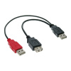 Kábel USB 2.0 2xA-A M/F 0.2m, High Speed, predlžovací, čierny, Y-kábel, Extra napájanie