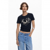 Dámské triko DESIGUAL 25WWTK04 2000 TS LETTER CORE 2000 BLACK velikost S