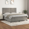 vidaXL Posteľný rám boxsping s matracom bledosivý 160x200 cm zamat - Sivá - 166982-101343