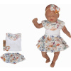 Mušelínové tilko, kraťasy so sukničkou + čelenka, 3D sada, Kvety Z&Z, biela 92 (18-24m)
