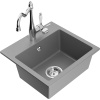 Mexen Milo granitový drez s 1 komorou a kuchynskou batériou Carla, šedý - 6505-71-670700-00