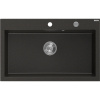 Mexen Elix granitový kuchynský drez 1-komorový 800 x 500 mm, čierny/zlatý metalik, sifón chróm - 6527801005-75
