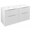 Sapho CIRASA umývadlová skrinka s dvojitým umývadlom 121x66x46cm, biela lesk CR121-3030-21