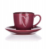 BANQUET Šálka s podšálkou SRDCE 260 ml, bordová farba