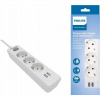 Predlžovací Kábel protiprepäťová lišta Philips 2 m 3 ks zásuviek biela (SPN3032WA/60)