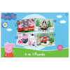 Textilomanie Detské puzzle 4v1 PRASIATKO PEPPA so snehuliakom, 19x29 cm