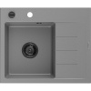 Mexen Ben, 1-komorový granitový drez 600x500x190 mm, ľavý + čierny sifón, šedá, 6522605000-71-B