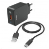 Hama set: rychlá USB nabíječka QC 3.0 19,5 W + kabel USB A-C 1,5 m 201625