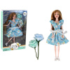 mamido Bábika pre deti Emily Jarné dlhé vlasy modré kvetinové šaty