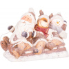 MagicHome Dekorácia Vianoce Santa sob a snehuliak na saniach keramika 45x23x34,50 cm
