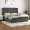 vidaXL Posteľ boxsping s matracom a LED tmavosivá 160x200 cm zamat - Sivá - 20026-161583