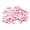 Porcelánové koráliky s kvetmi Ø6 mm pink 10ks