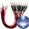LED DIÓDY 12V 5mm BIELE CHLADNÉ - káble s dĺžkou 20 cm | komplet 10 KUSOV
