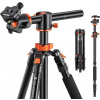 K&F Concept K&F T255A4+BH-28L Aluminum Video Camera Tripod Transverse Center Column