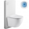 CERANO - Kompletný WC set sanitárny splach. modul - biela matná + WC závesné Verde, Rimless + Slim/UF sedátko - biela matná - 49x36 cm