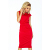 Numoco Červené dámske šaty rovného strihu 144-2 Veľkosť: L