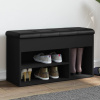 Lavička na topánky čierna 82x32x45,5 cm kompozitné drevo-ForU-835027
