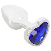 Magic Shiver Butt Plug kovový análny kolík so srdiečkovým kameňom strieborno-modrý