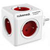 Cubenest Powercube Original, 5× zásuvka, biela/červená, detská poistka, uzemnenie, max. 16A/250V~3680W/50-60Hz
