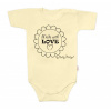Body krátky rukáv Baby Nellys, Made with love, žltá, 56 (1-2m)
