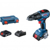 Bosch Akumulátorový príklepový vŕtací skrutkovač GSB 18V-50, kufor, 2x aku 2 Ah 06019H5100