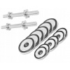 Chrómové nastaviteľné činky Gorilla Sports 1x 12 kg (Chrome Dumbbell Set s vianočnou svorkou 27,5 kg)