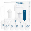 Sklenená filtračná kanvica Wessper D2 BOROSILICATE 3l biela + 12x filter