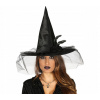 KLOBÚK ČARODEJNICE ČIERNY SO ZÁVOJOM TYL