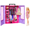 Mattel Barbie Fashionistas Šatní skříň fialová s panenkou + 15 doplňků, HJL66