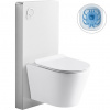 CERANO - Kompletný WC set sanitárny splach. modul - biela matná + WC závesné Norbi, Rimless + Slim/UF sedátko - biela lesklá - 48,5x36,5 cm
